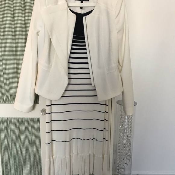 BCBGMAXAZRIA Black White Agnese Gradient Stripe Mid-length Cocktail Dress Large - Picture 11 of 14